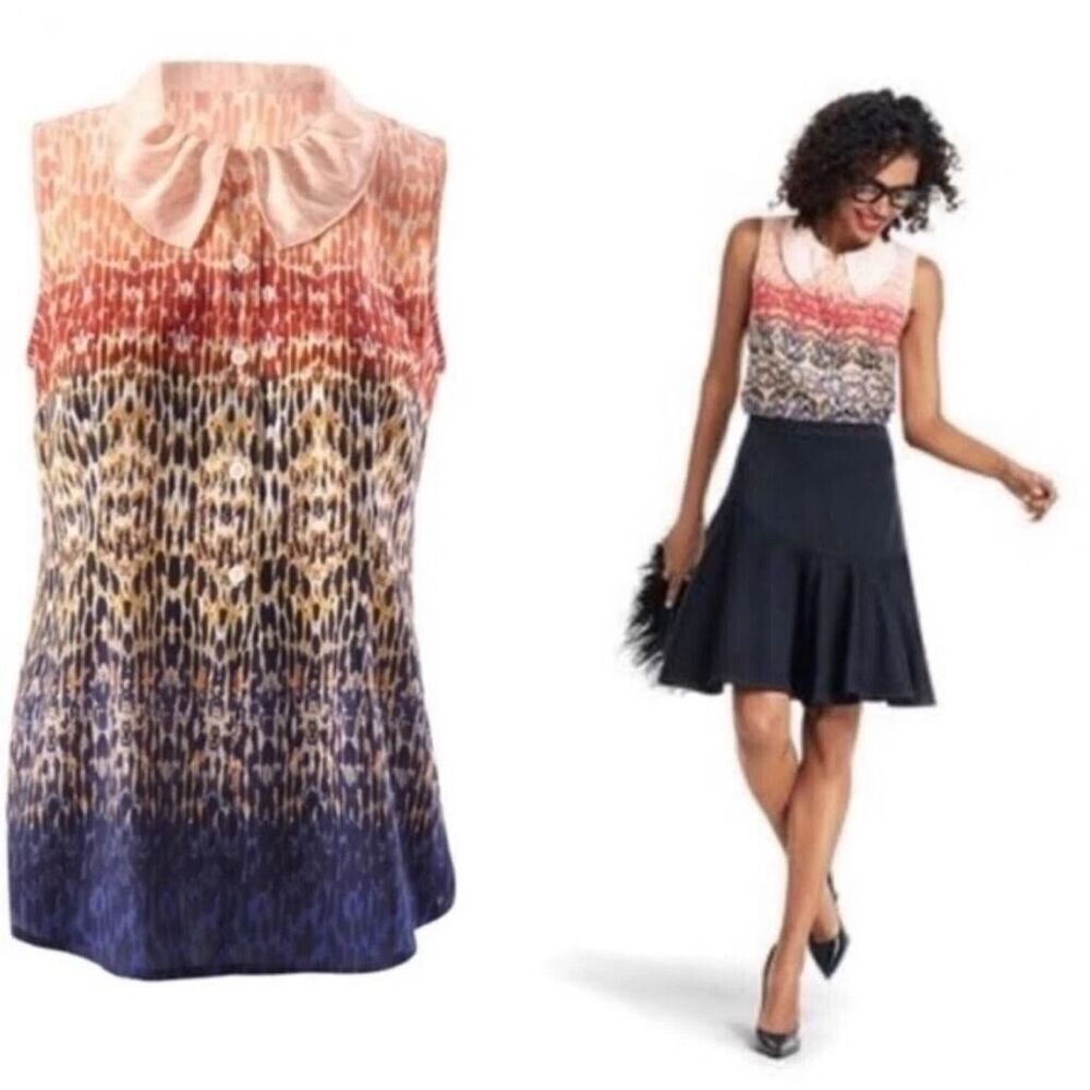 Cabi Love Popover‎ Sleeveless Blouse Peter Pan Collar Large #3078